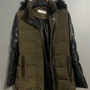 Calvin Klein Size small Winter coat, dark green and brown